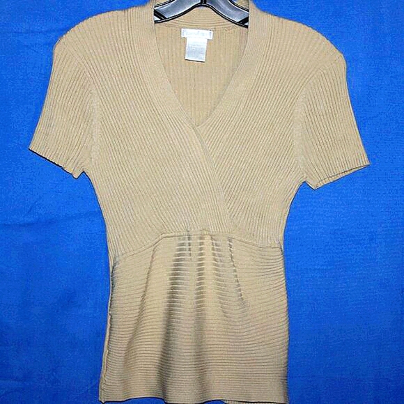 Worthington Ribbed Silk Blend Wrap Top L - Picture 2 of 5